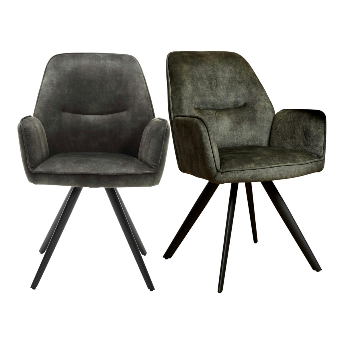 Fauteuil de table moderne en tissu (lot de 2) CORTINA vert, PIER IMPORT