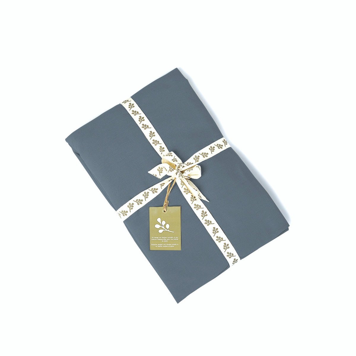 Drap housse percale de coton NINA bleu denim, FEBRONIE