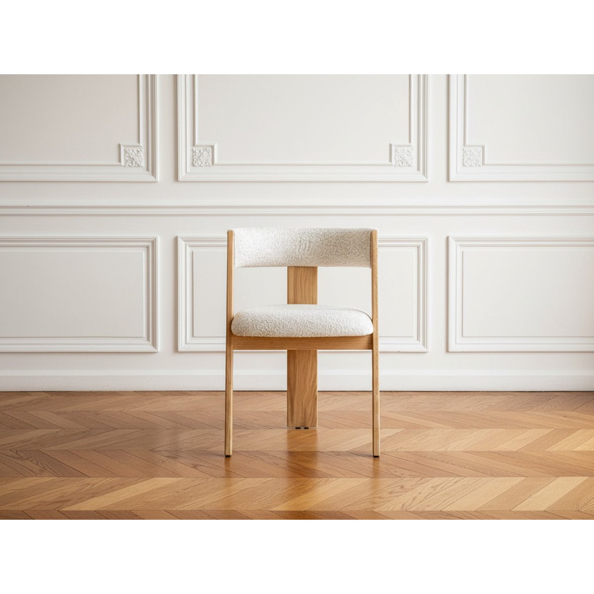 Lot de 2 chaises tissu bouclette, BORELY marron clair, BOBOCHIC
