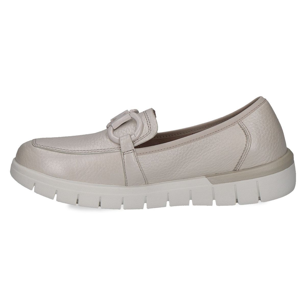 Slipper en cuir blanc champagne satin, CAPRICE