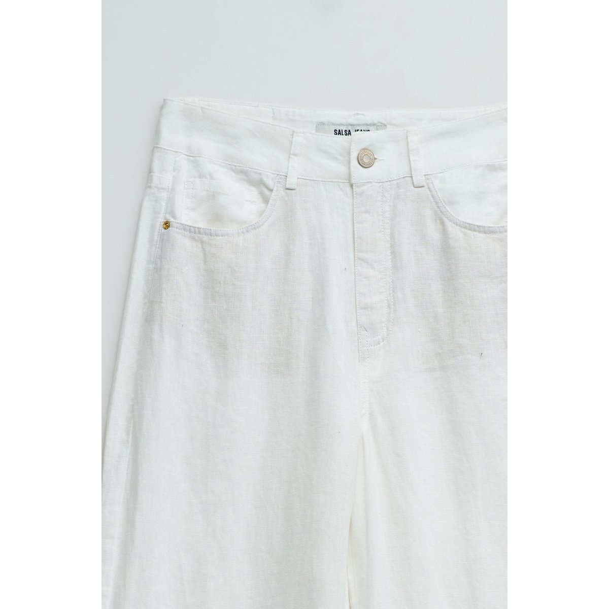 PANTALONS EN LIN AVEC JAMBE WIDE blanc, SALSA JEANS