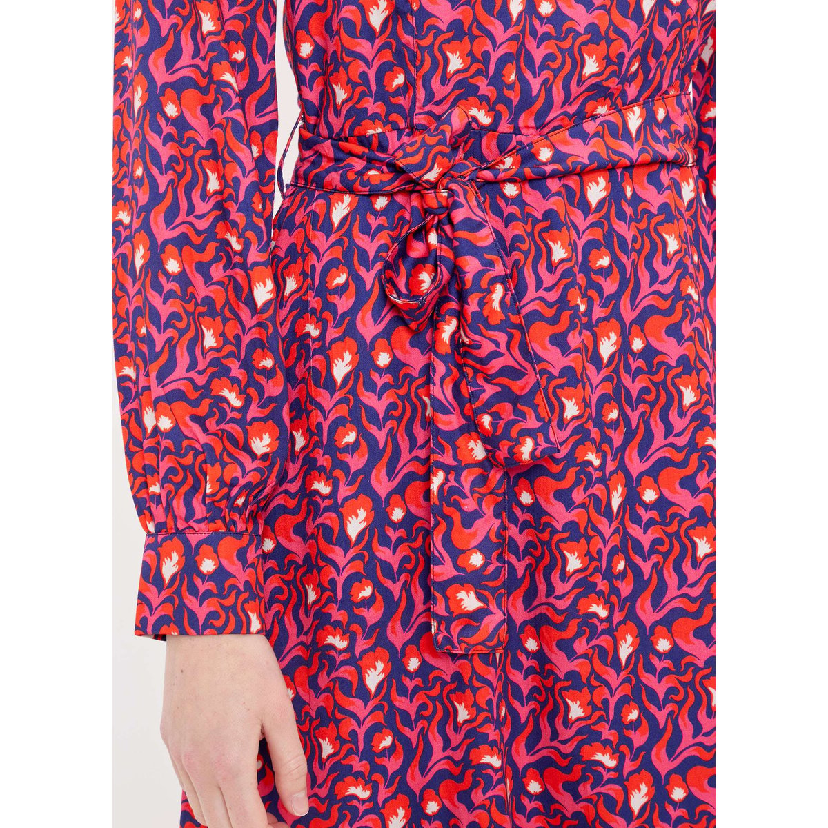 Robe imprimée ajustée doublée TINOU rose tulip, PRINCESSE NOMADE