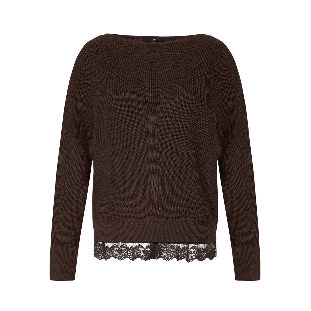 Pull-over en maille à bordure en dentelle chocolate plum, ZERO