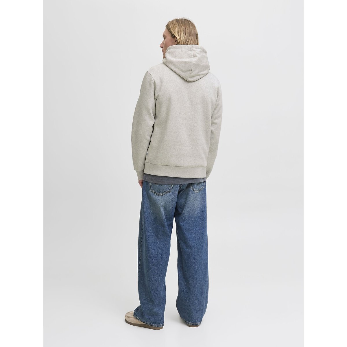 Felpa con cappuccio e logo beige, JACK & JONES