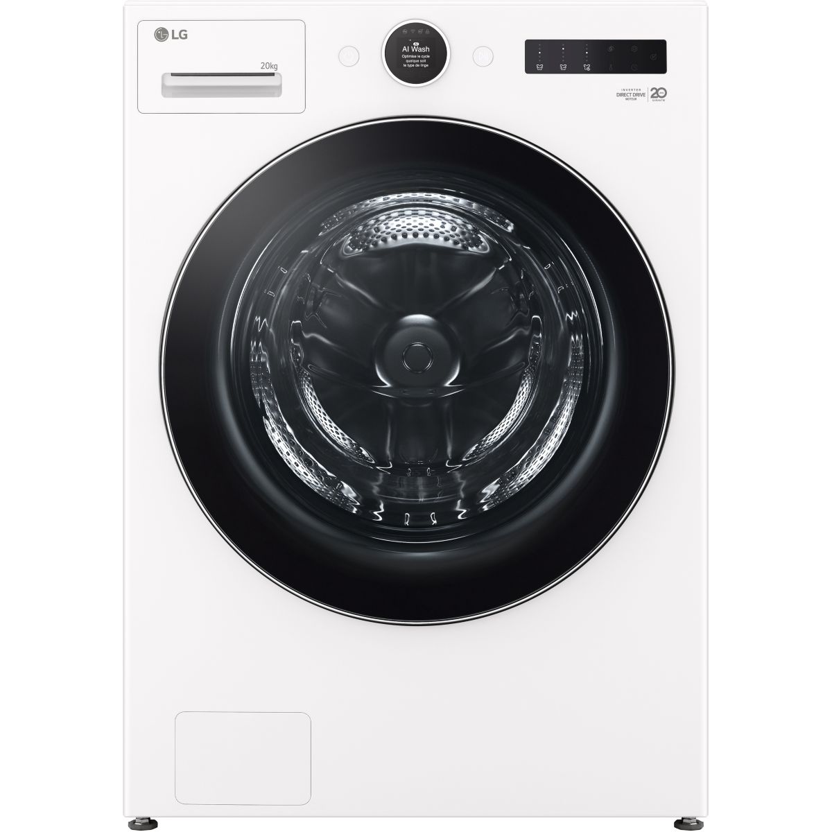Lave linge hublot F20F12WST - 20 kg - 1000 tr/min - Classe A - Moteur induction direct drive - Connecté wifi couleur unique, LG