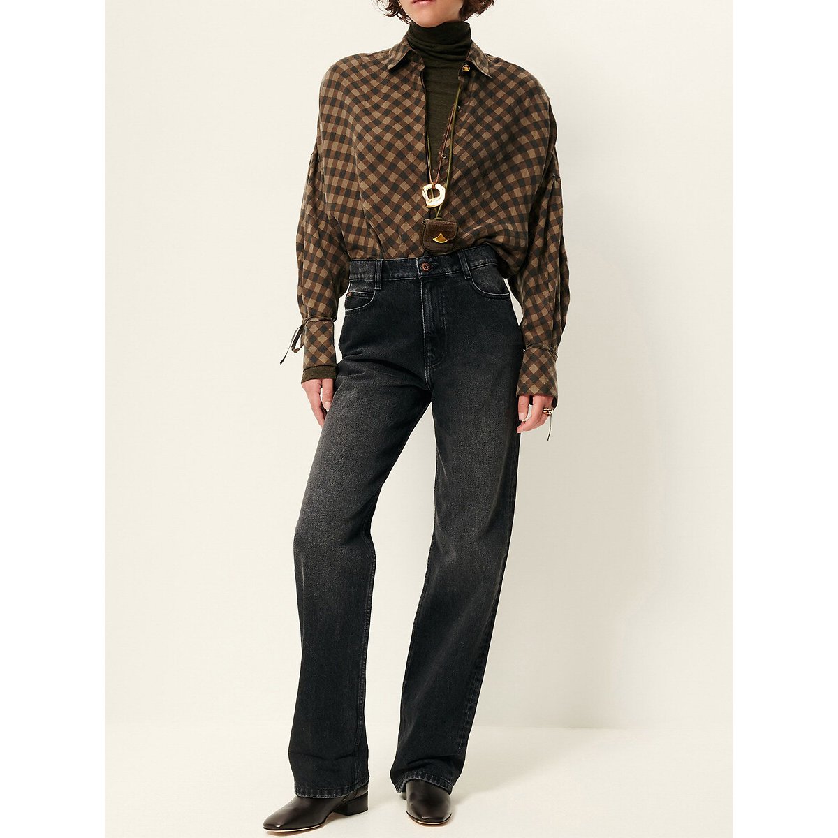 Jean droit à taille mi-haute, DENIMI noir, SESSUN