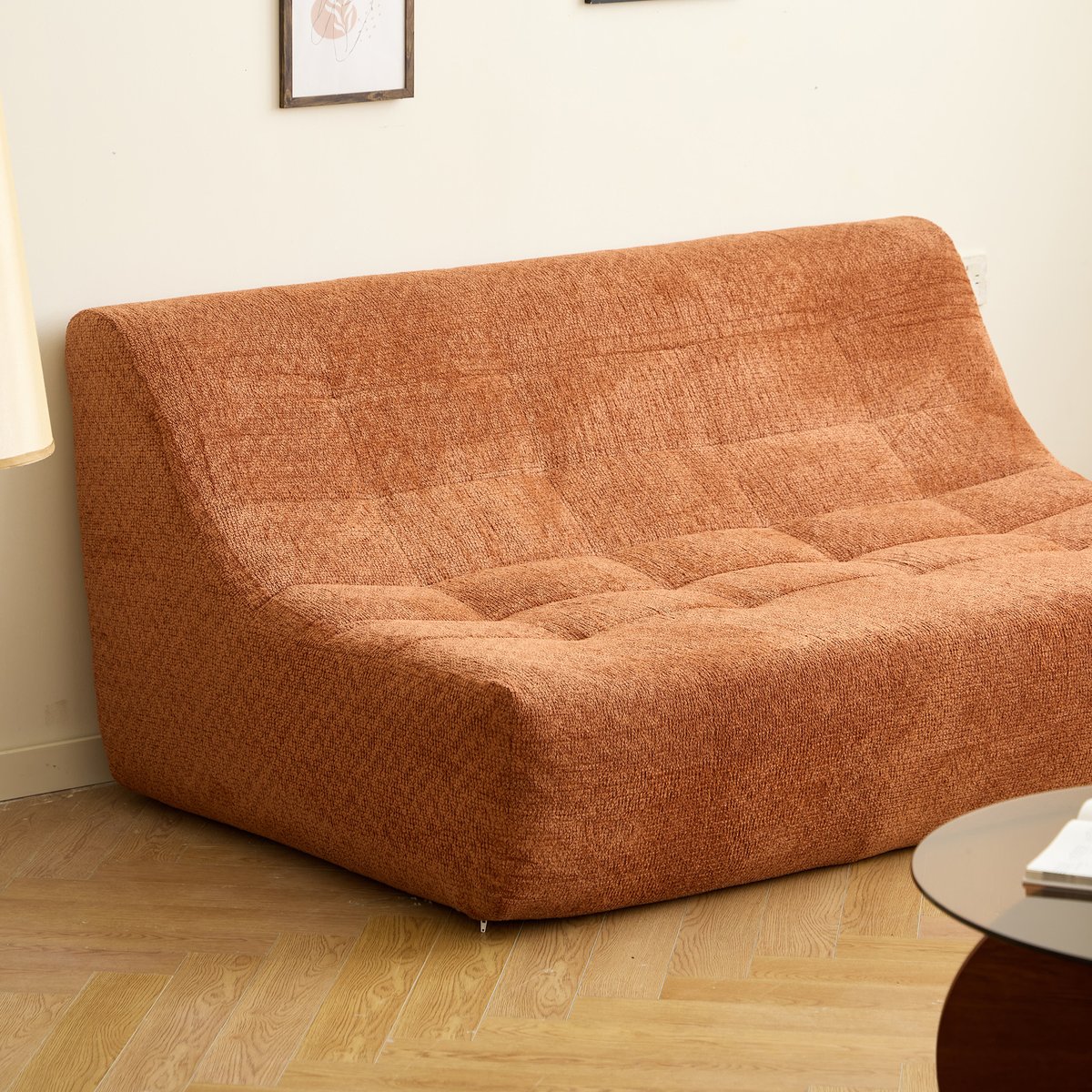 Canapé banquette en tissu terracotta, LAGOS terracotta, NORDLYS