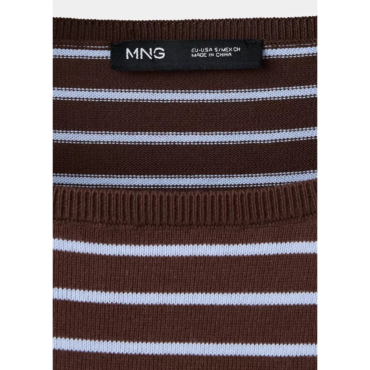 Pull-over en maille à rayures chocolat, MANGO