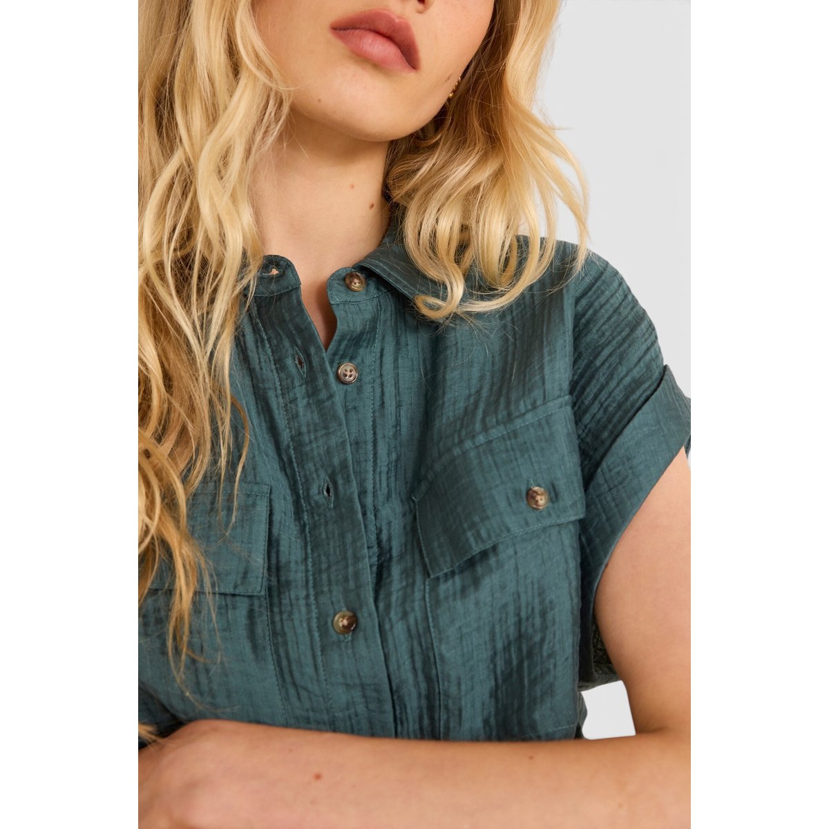 Blouse à manches courtes MALLORY petrole, Maison 123