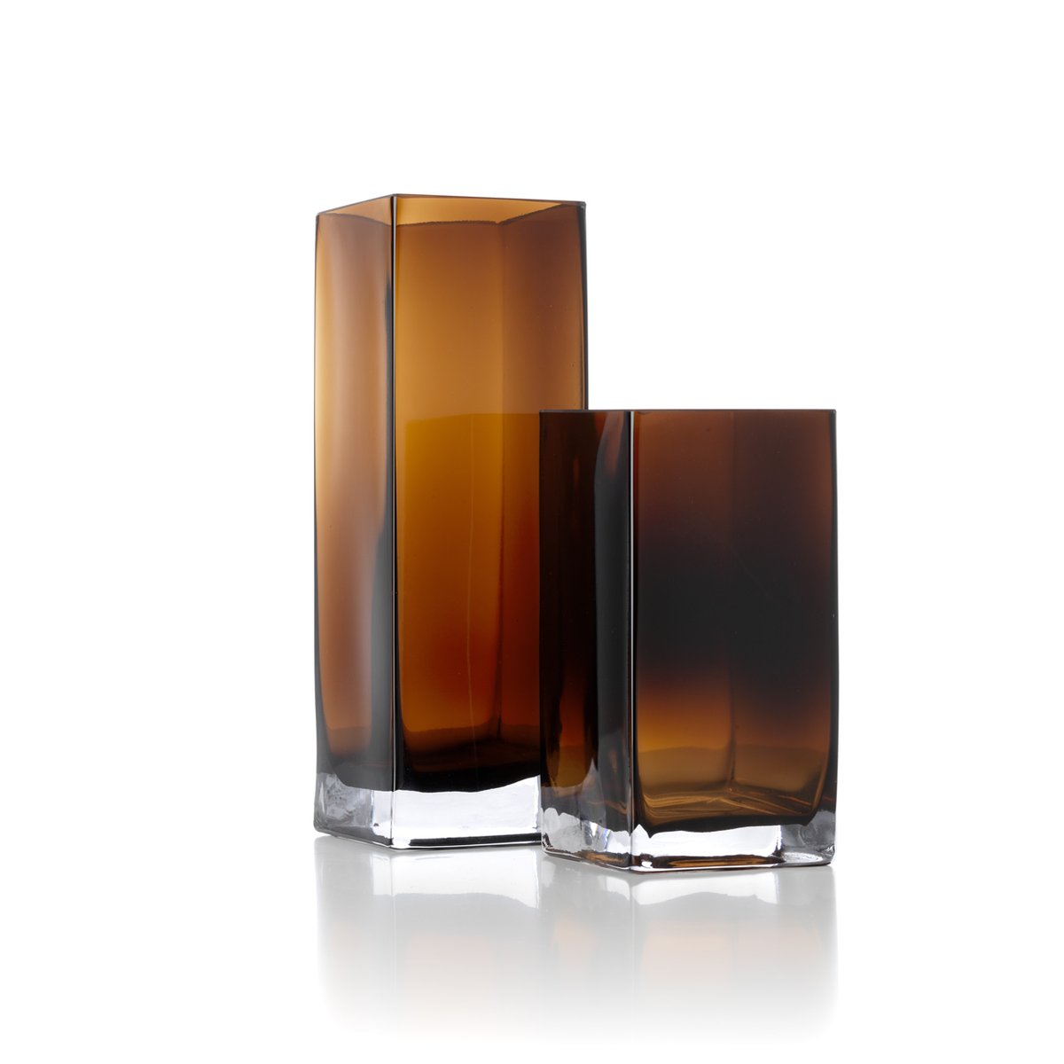 Vase en verre recyclé CUBOID ambre, BAZAR BIZAR