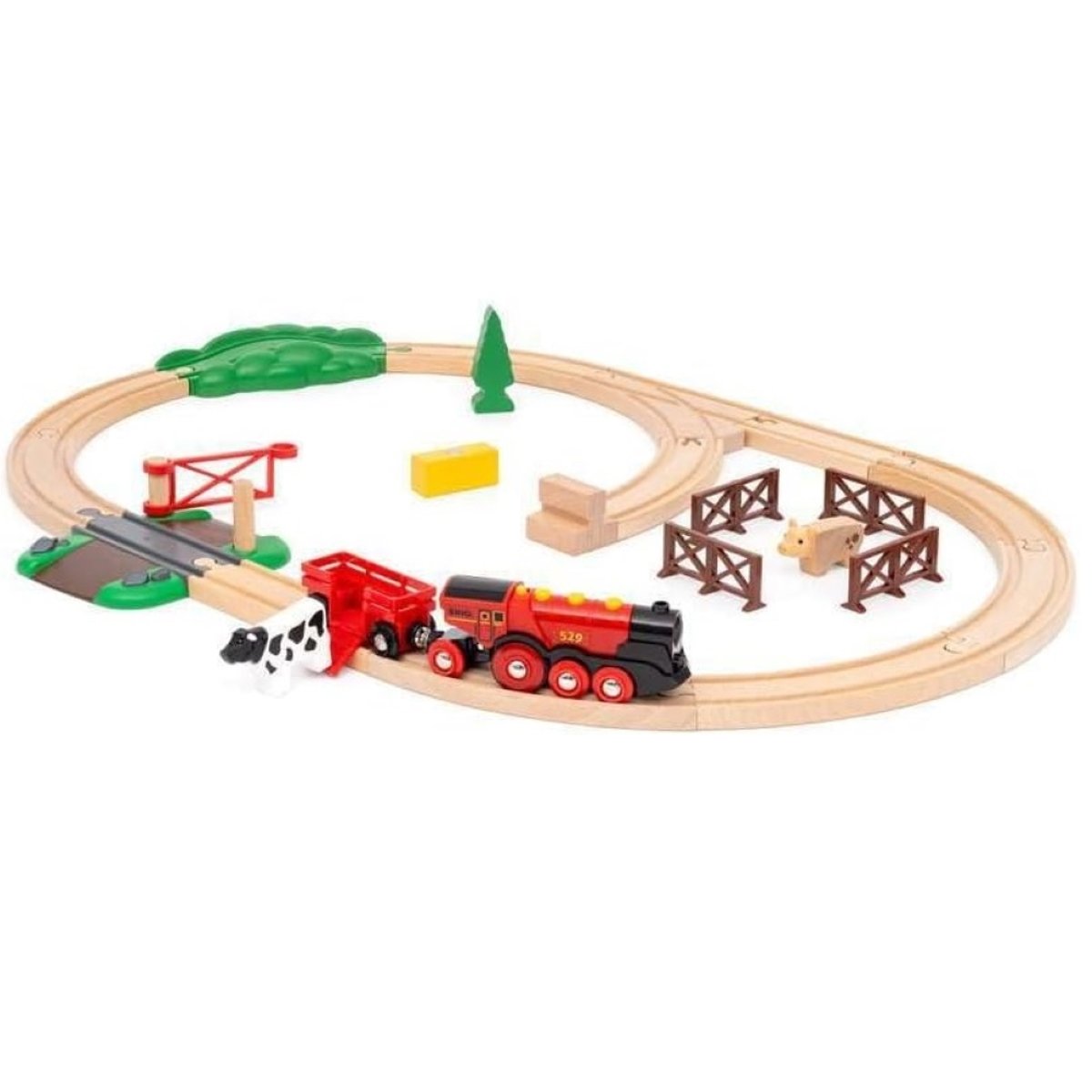 Circuit campagne avec locomotive à piles vert, BRIO