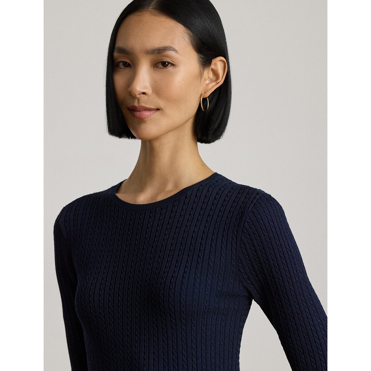 Robe manches longues à col rond évasée marine, LAUREN RALPH LAUREN