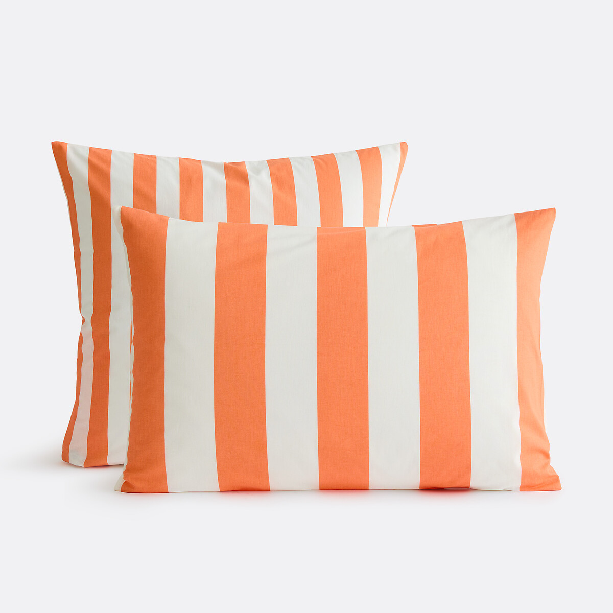 Taie d'oreiller en coton, imprimé rayures, HENDAYE ORANGE rayé orange, LA REDOUTE INTERIEURS