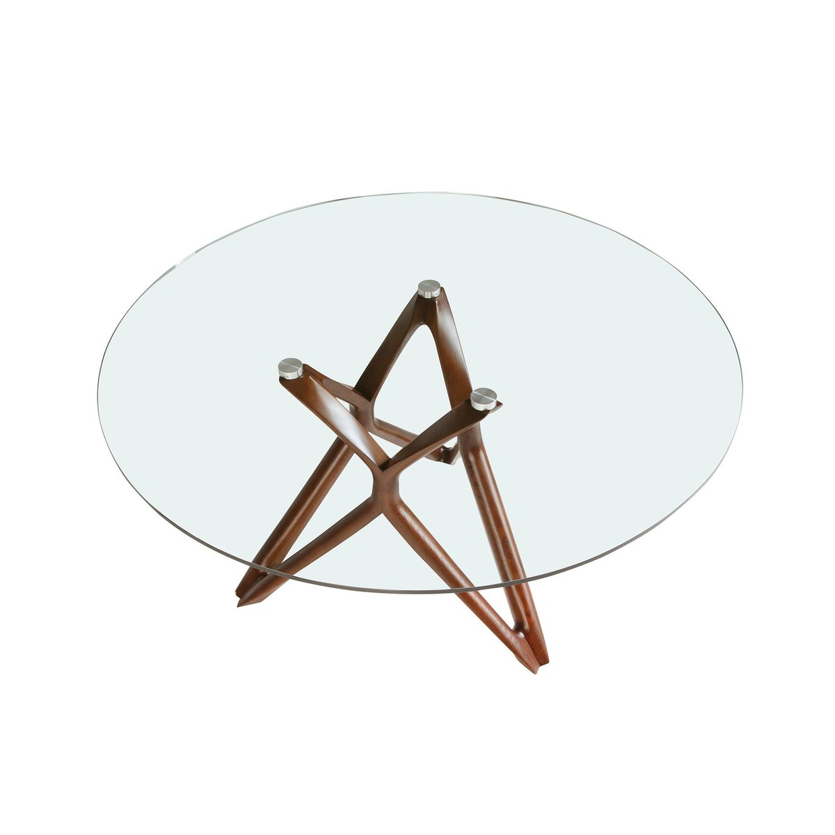 Table à manger ronde verre trempé et noyer verre | noyer, ANGEL CERDA