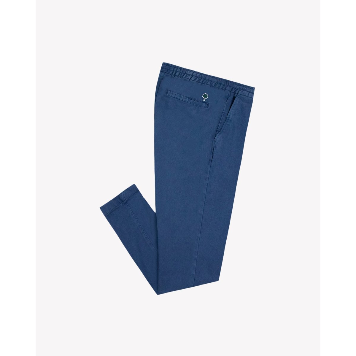 Pantalon élastique en tissu sergé bleu foncé, FAGUO