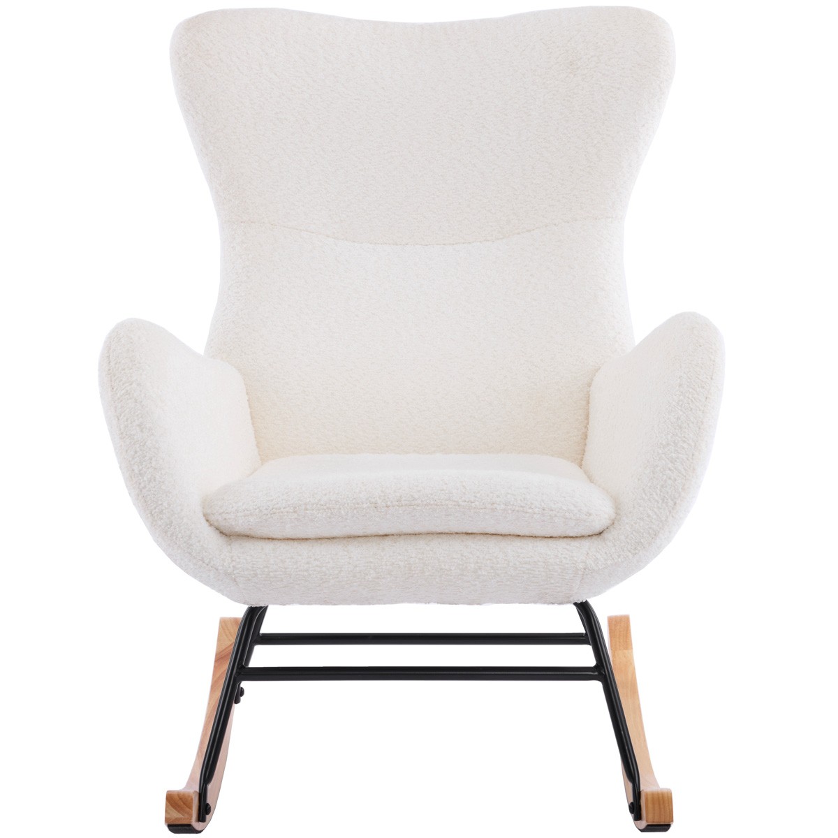 Rocking-chair en tissu bouclé - BEA beige, HOMIFAB