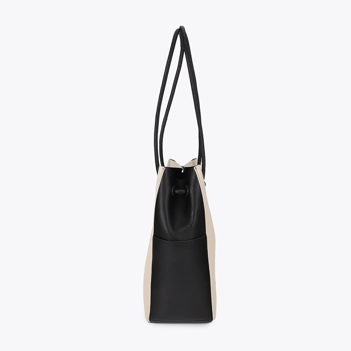 Sac seau bicolore à anses cordons ecru, LOLA CASADEMUNT