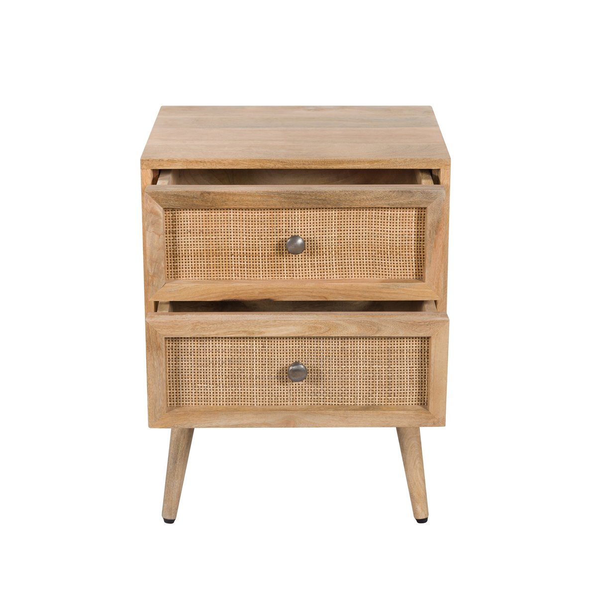 Table de chevet 2 tiroirs en cannage de manguier - CODY bois clair, MAISON PAVANE