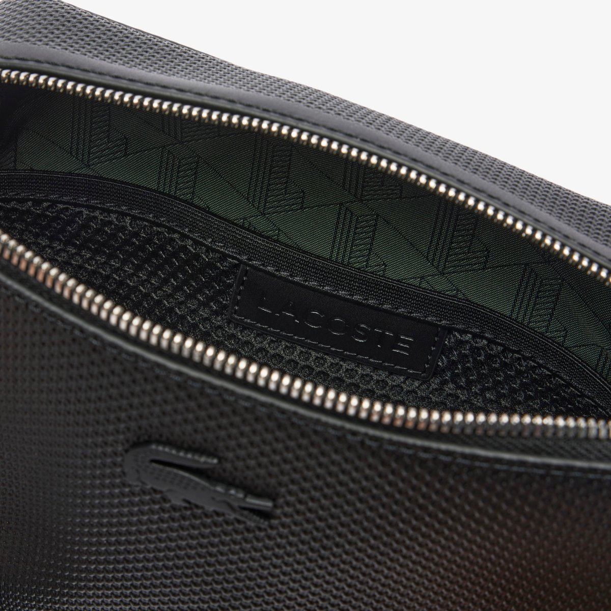 Petit sac reporter Chantaco en cuir noir-000, LACOSTE
