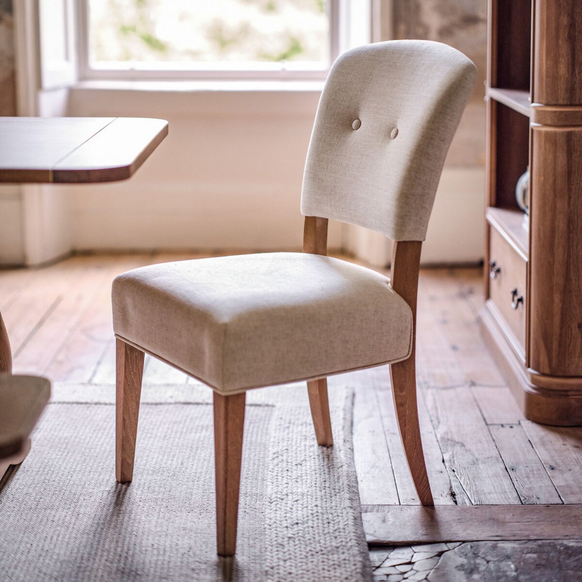 Cannes Oak & Linen Upholstered Dining Chairs (Set of 2) natural oak, WILLIS & GAMBIER