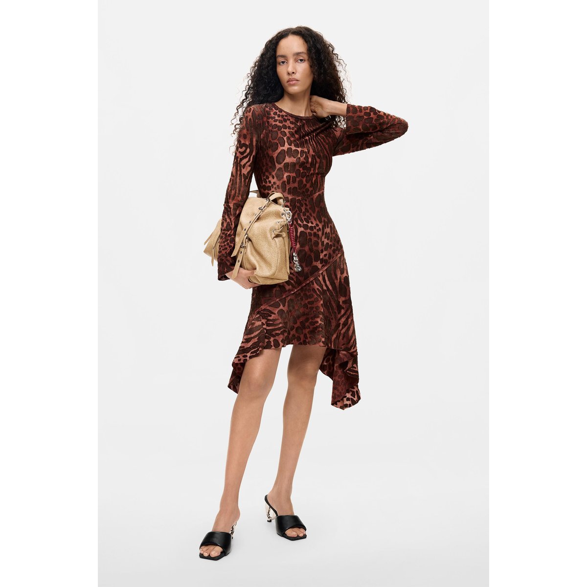 Robe courte floquée noir, DESIGUAL