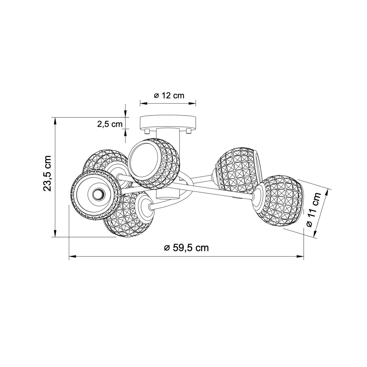 Plafonnier 6 sphères verre design - SALVATI argenté / chromé, KOSILUM