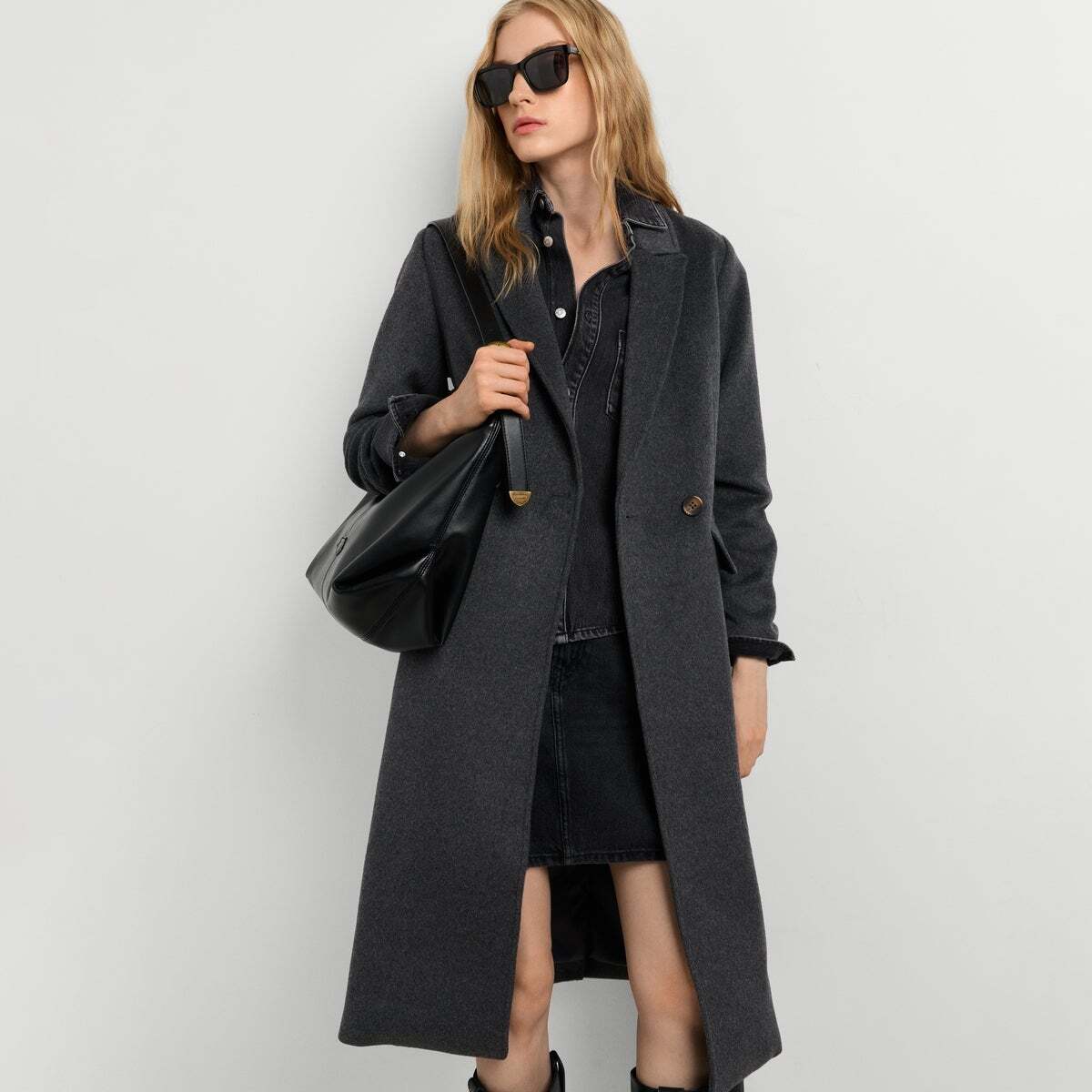 Manteau Long Croisé gris foncé chine, PEPE JEANS