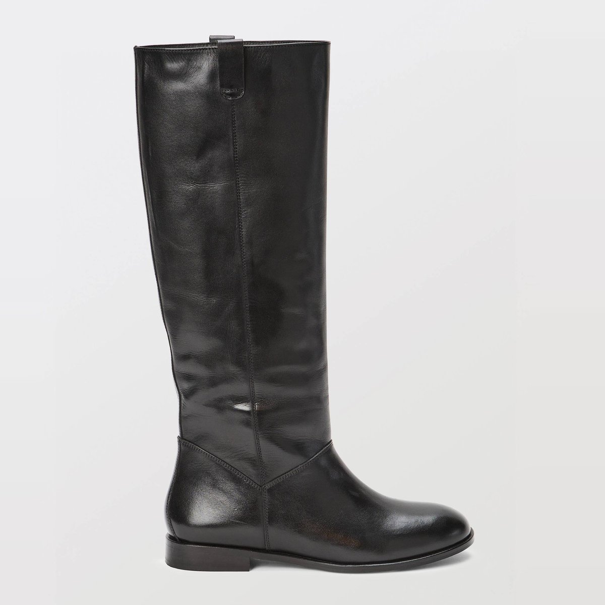 Bottes hautes en cuir noir, MONOPRIX