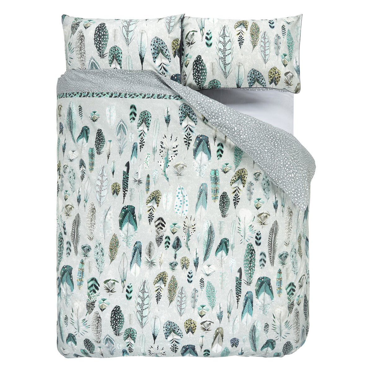 Housse de couette imprimée en percale de coton, QUILL gris, DESIGNERS GUILD