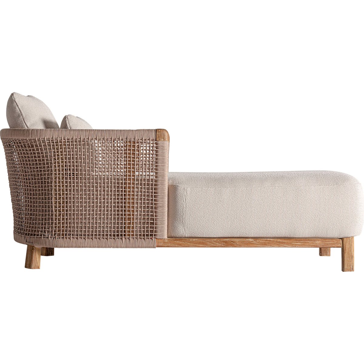 Chaise longue bohème S.TRENA en bois beige et bois brun, RECOLLECTION