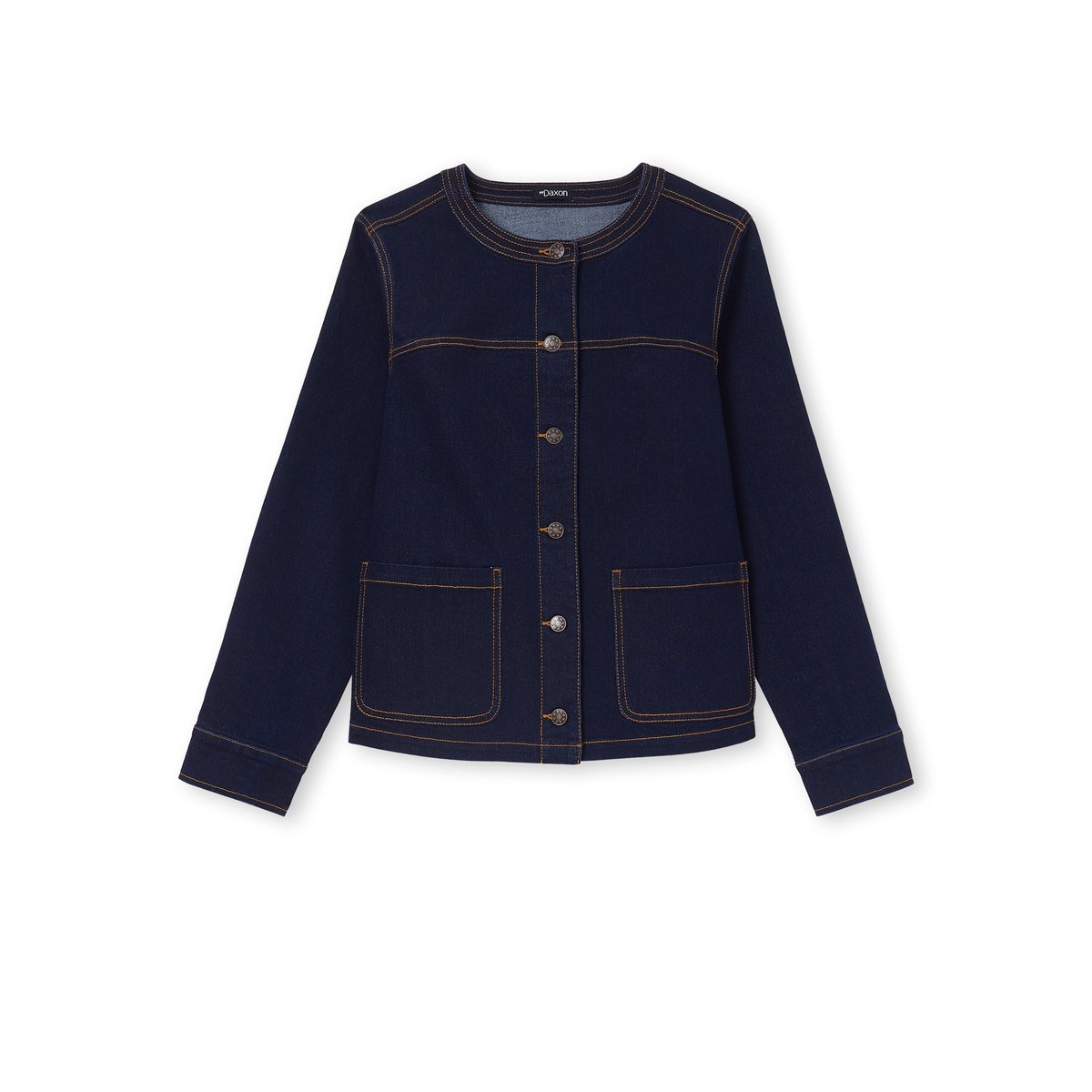 Veste en denim col rond denim brut, DAXON