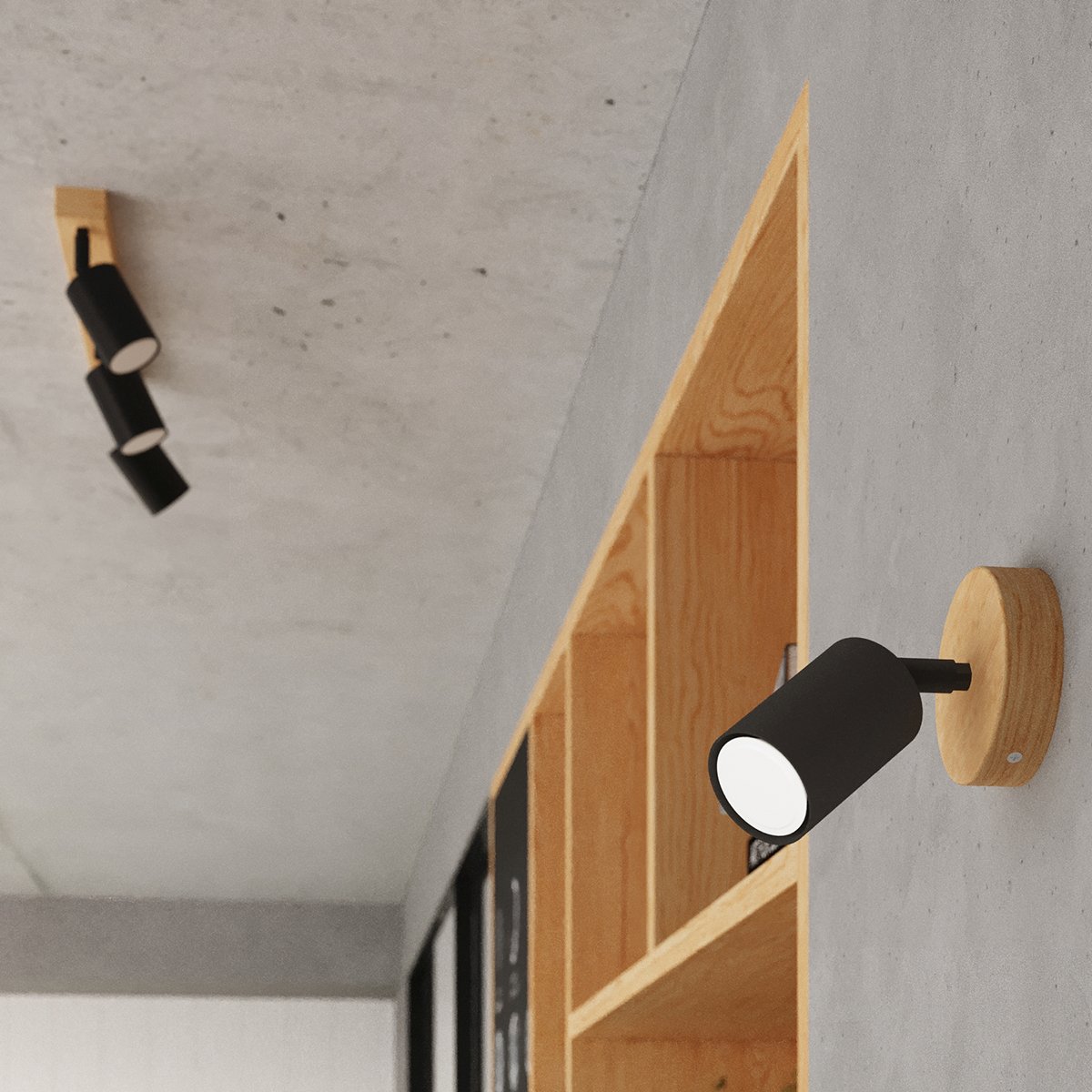 Plafonnier Acier Bois/Noir GU10 3 Verdo marron, EDEN