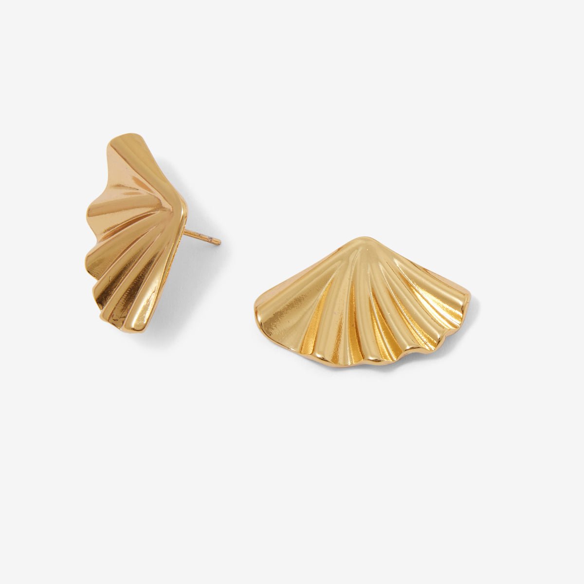 Boucles d'oreilles éventail en acier inoxydable doré, BALABOOSTE
