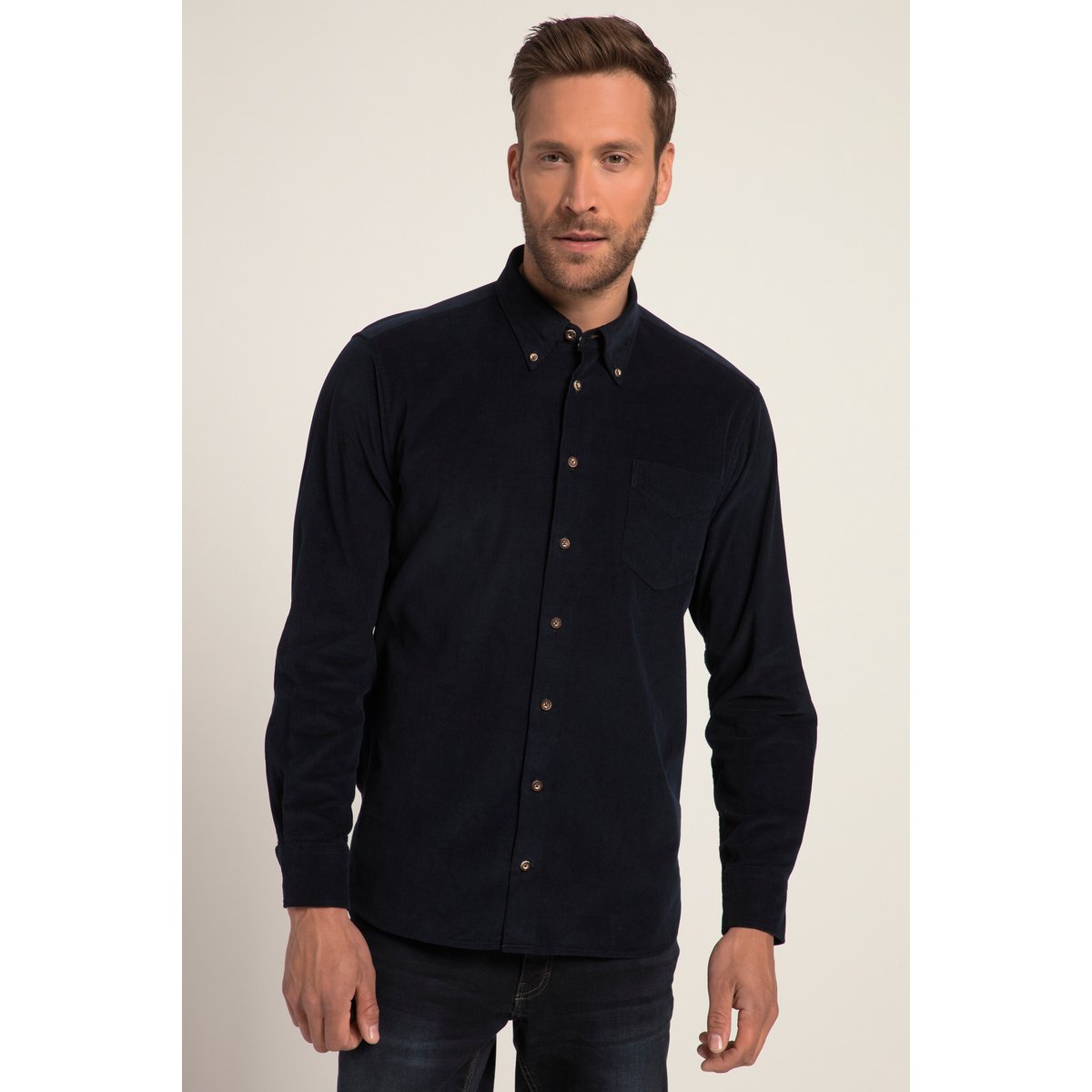Chemise en velours côtelé de tenue bleu marine, JP1880