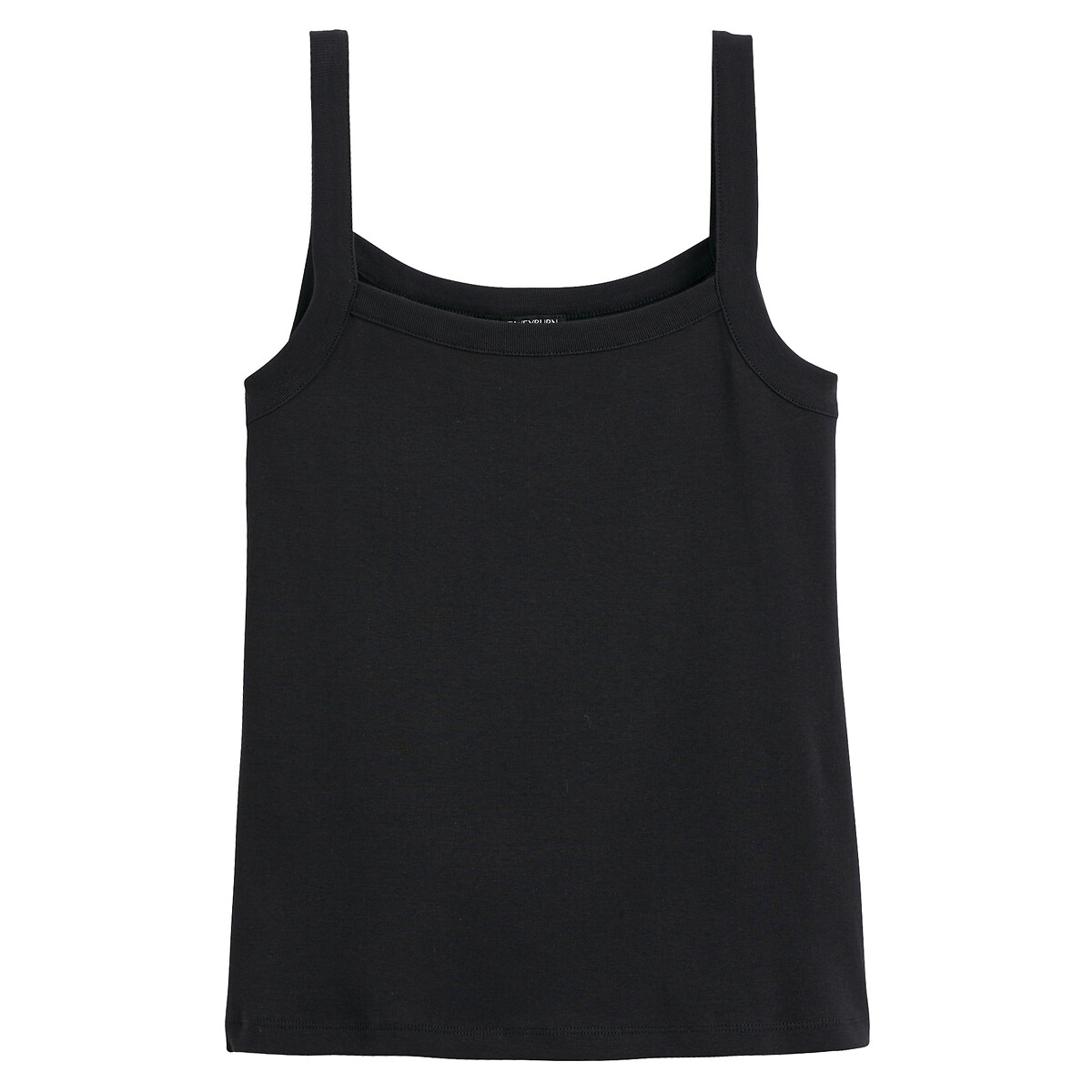 Tank Top mit Karree-Ausschnitt, reine gekämmte Baumwolle schwarz, ANNE WEYBURN