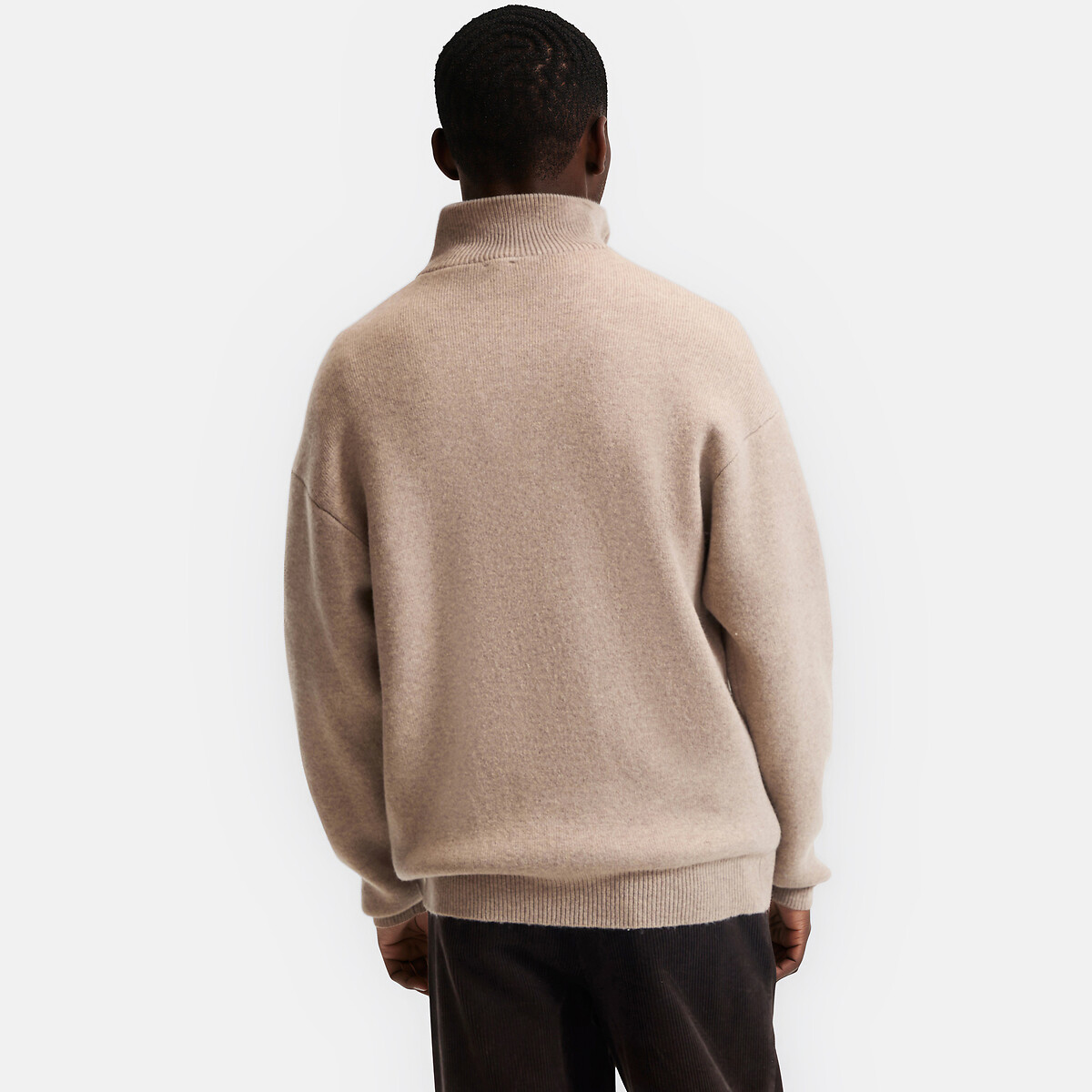 Pull col montant en grosse maille beige chiné, LA REDOUTE COLLECTIONS