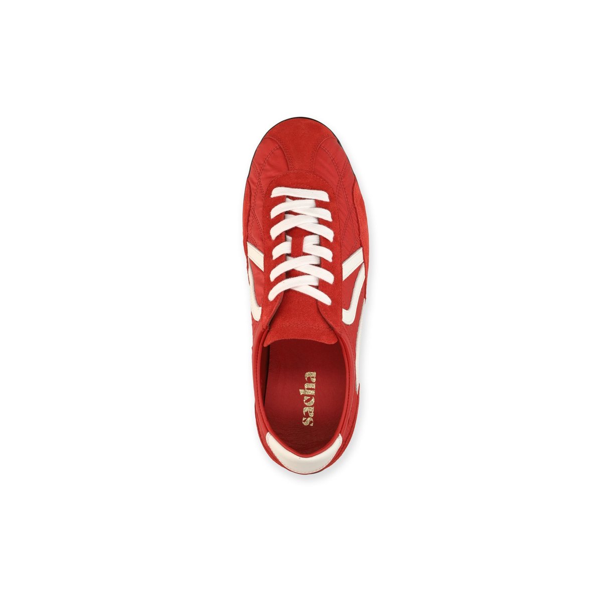 Baskets en daim rouge, SACHA