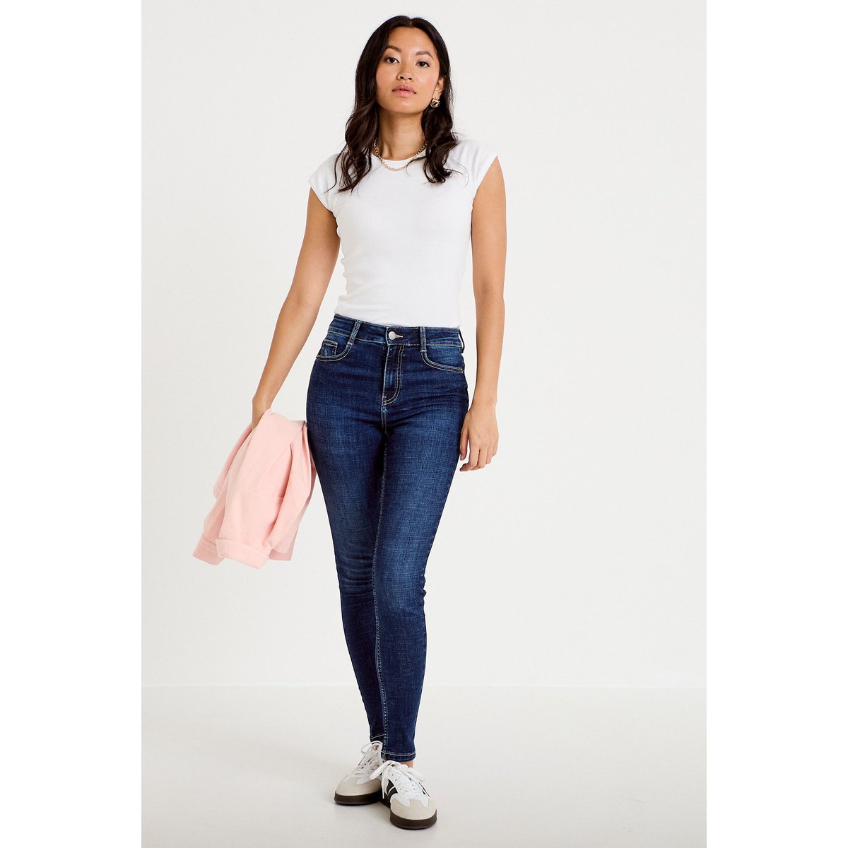 Jean skinny taille haute bleu foncé, CACHE CACHE
