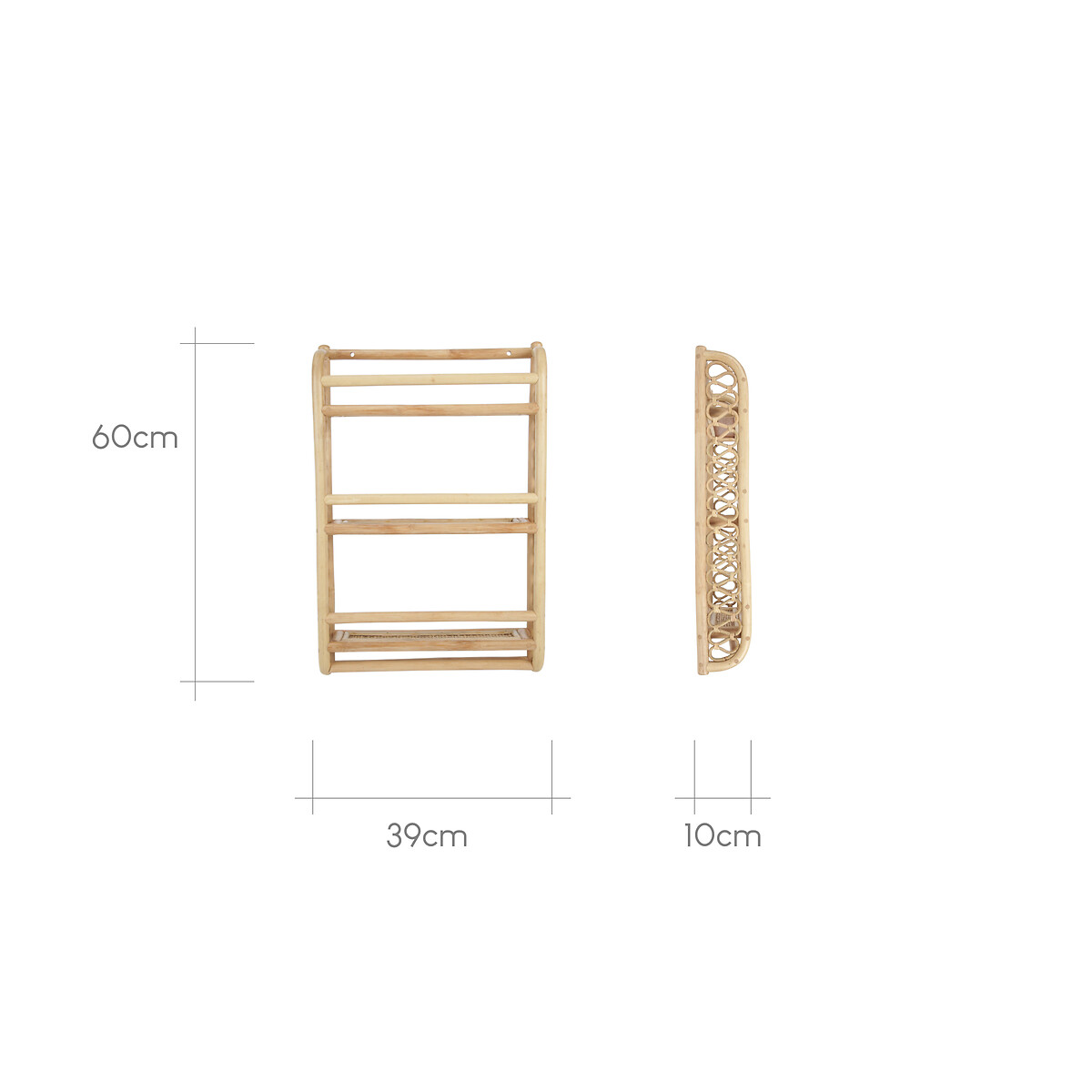 Aria Wave Bookshelf natural rattan, CUDDLECO