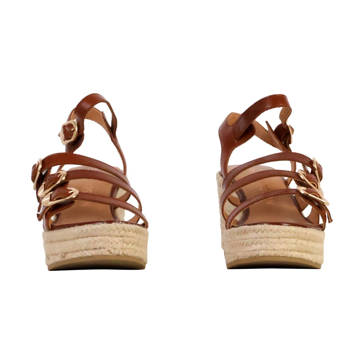 Sandales Compensées Cuir Talia cognac, EMILIE KARSTON