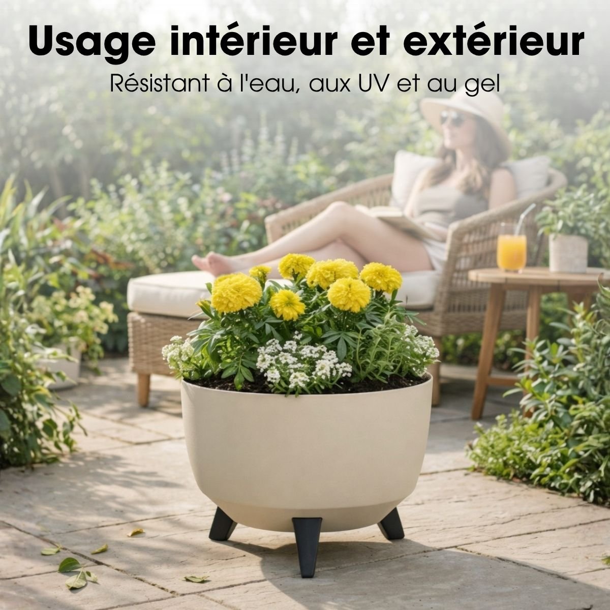 Bac à plantes DOPPIO beige, MICA DECORATIONS