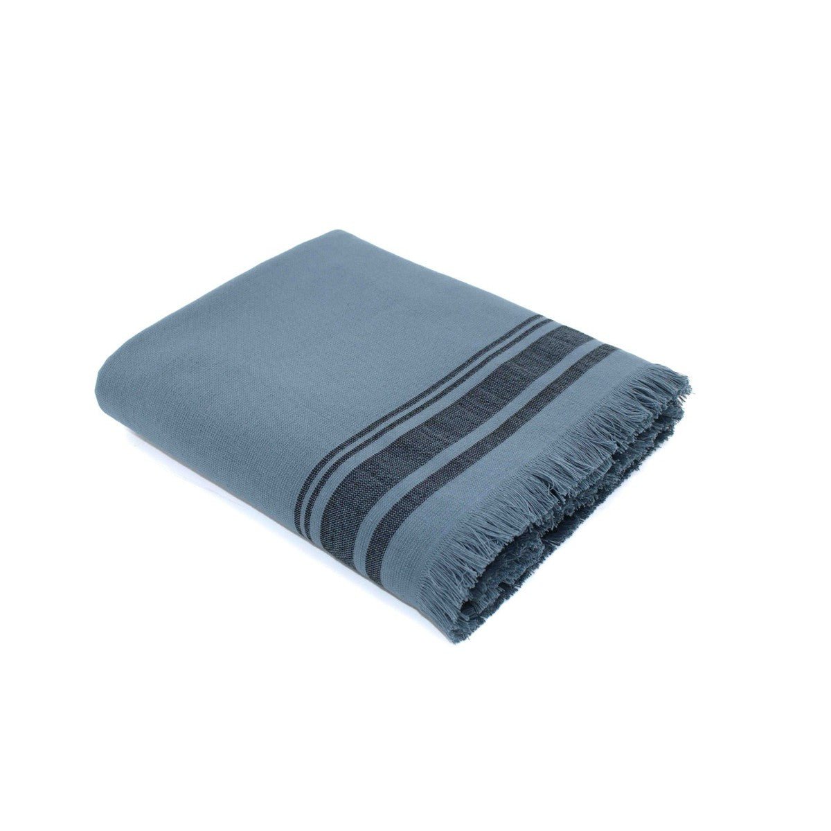 Fouta éponge coton FARO Made in Europe bleu orage / noir, FEBRONIE