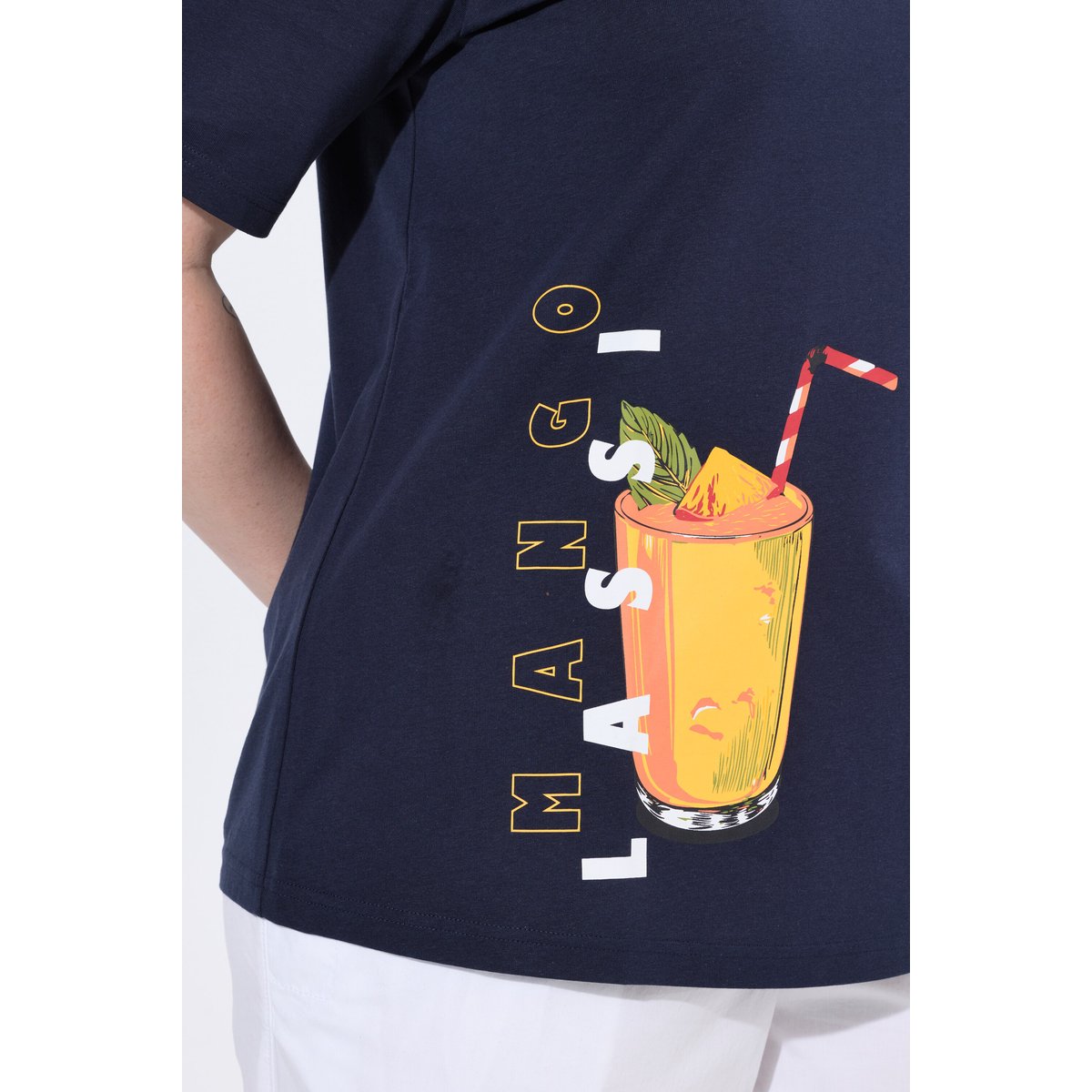 T-shirt motif smoothie, coupe Classic Fit marine, ULLA POPKEN