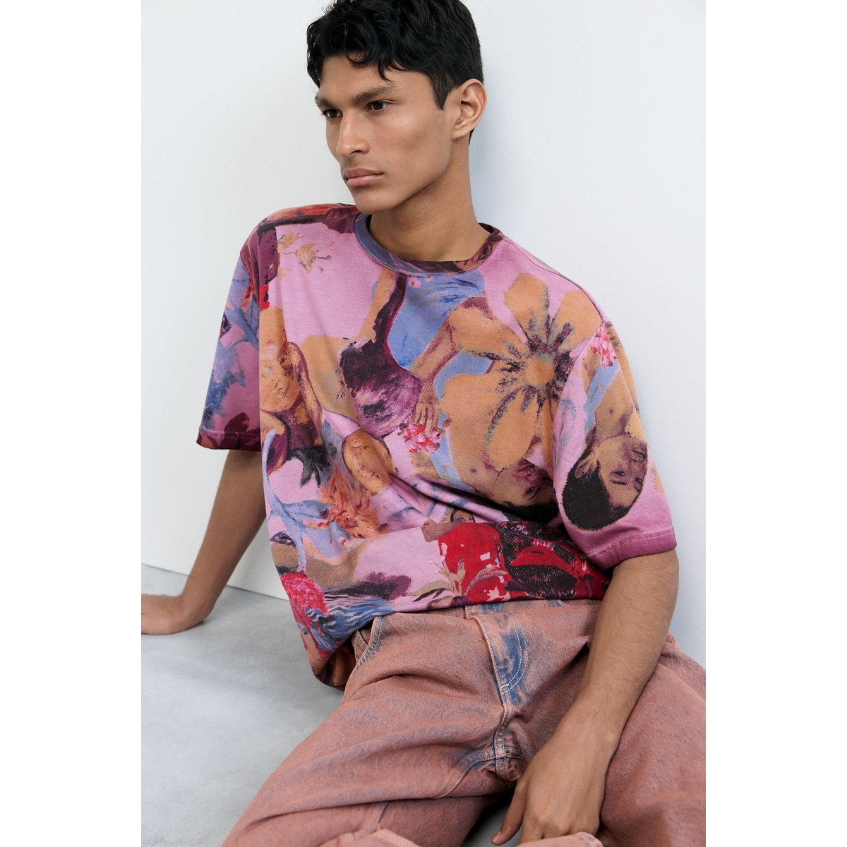 T-shirt imprimé floral rouge, DESIGUAL