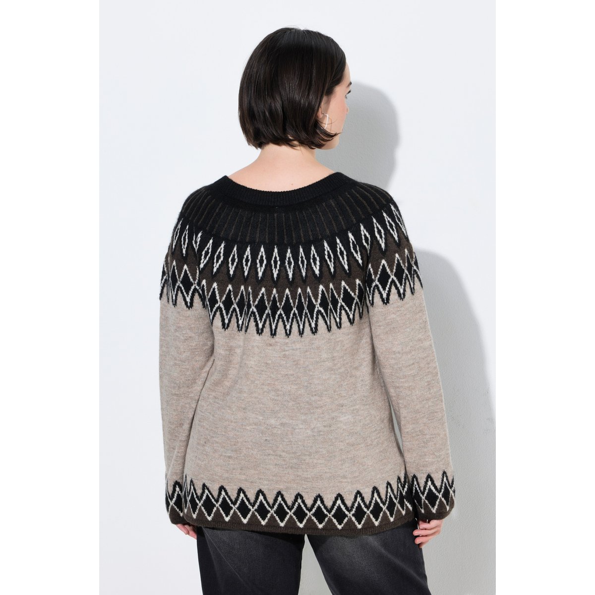 Pull à motif norvégien beige foncé, ULLA POPKEN