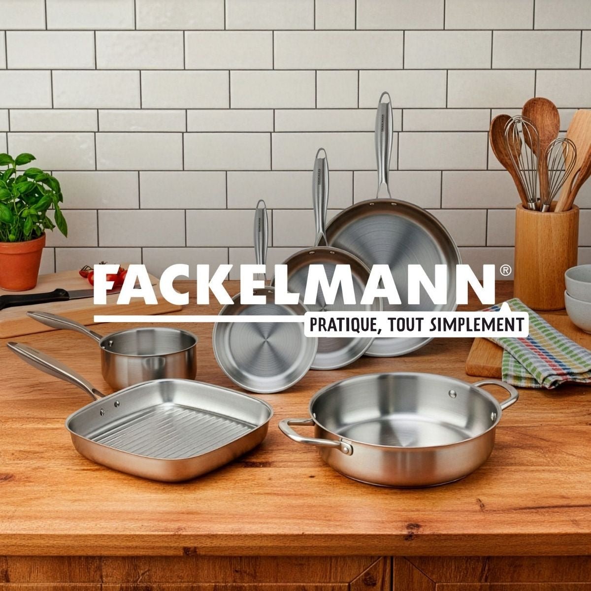 Poêle 24 cm en inox 18/10 Triply VITA3 inox, FACKELMANN
