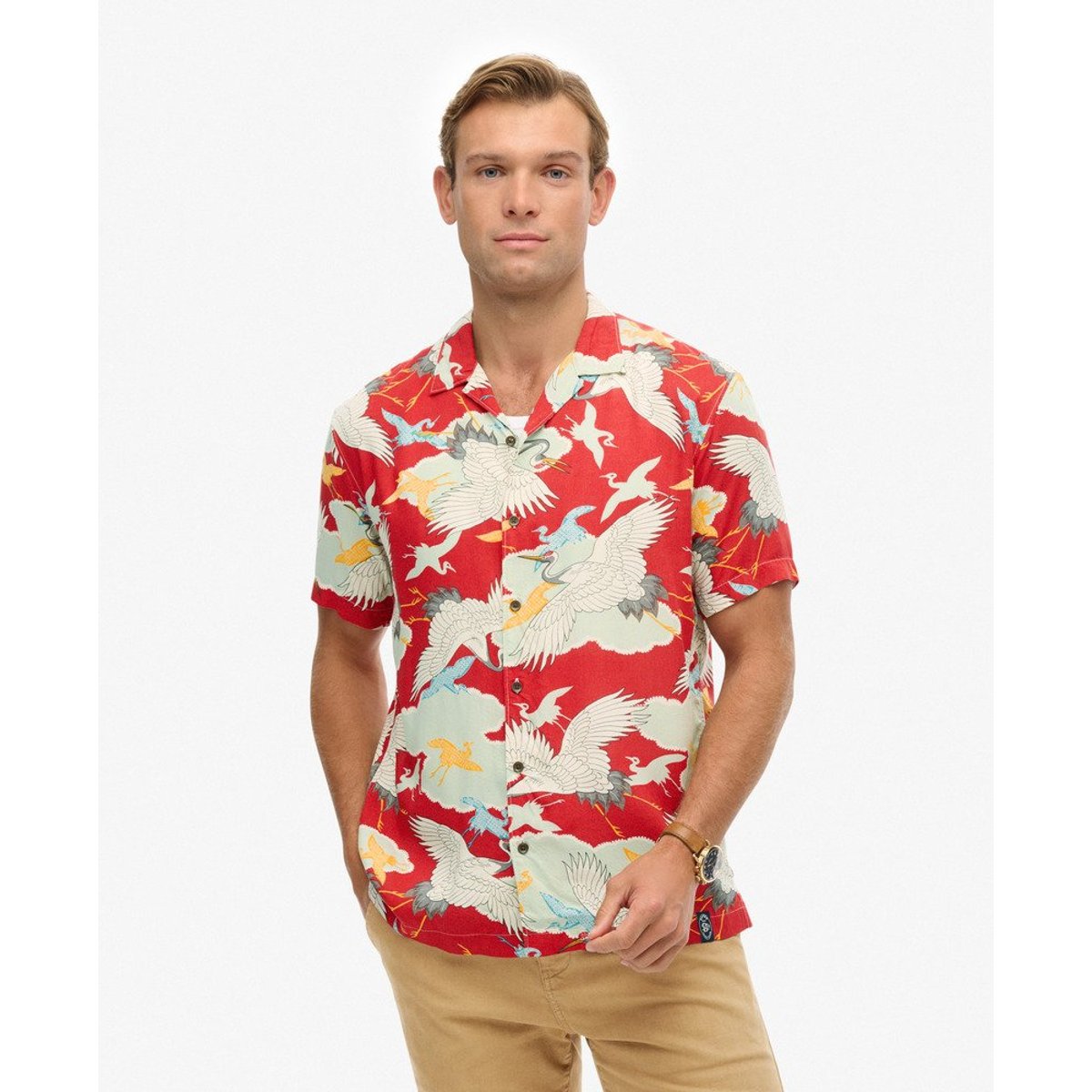 The Merchant Store - Chemise hawaïenne rouge tsuru, SUPERDRY