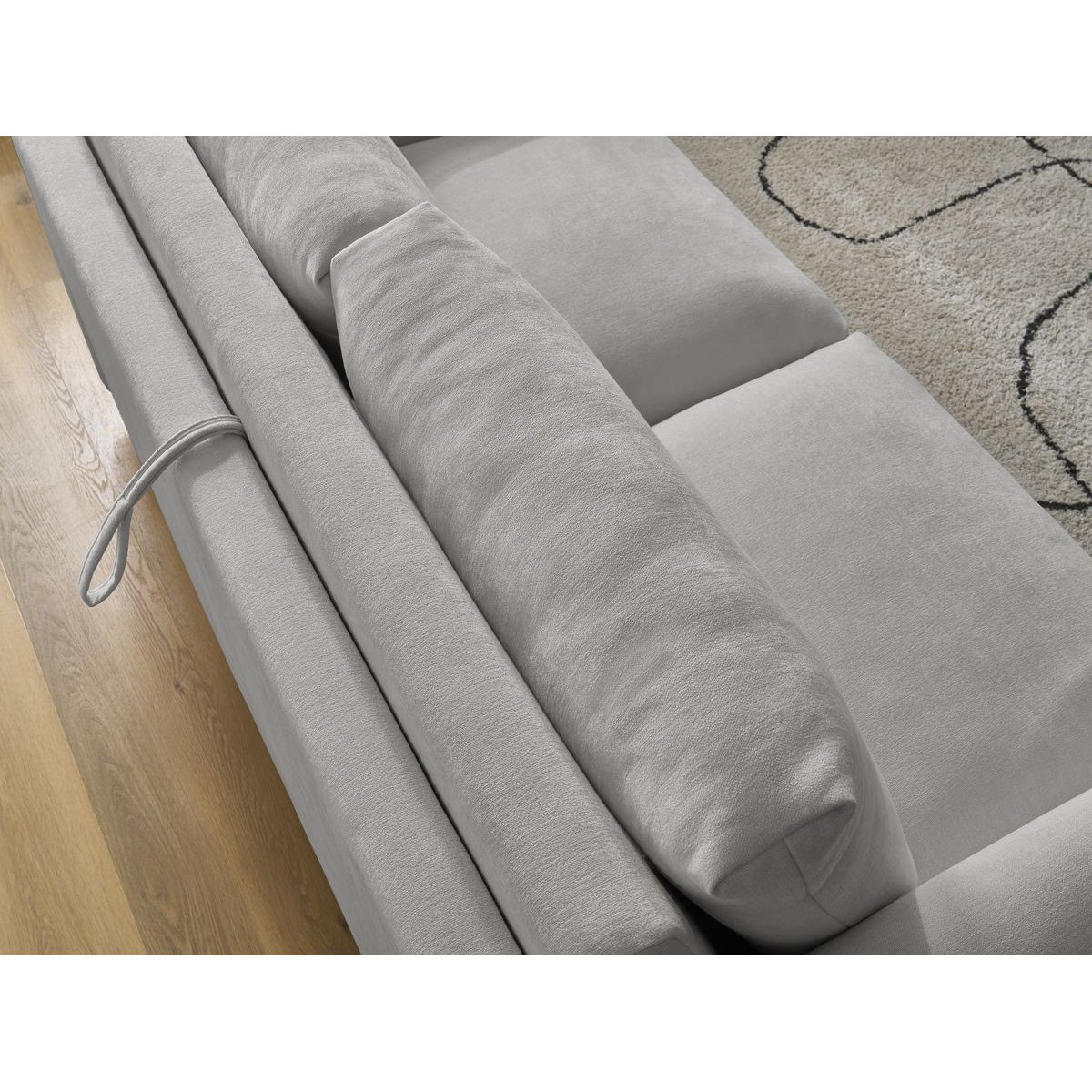 Canapé droit convertible 3 places en tissu lisse couchage 140x200 cm, COCOONE gris, BOBOCHIC