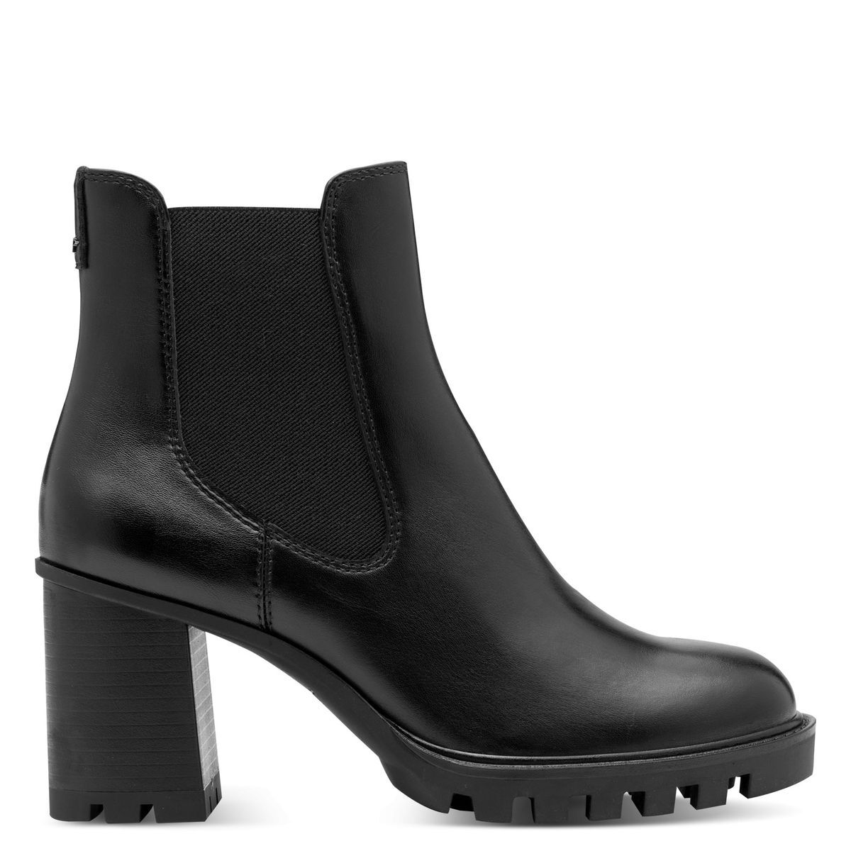 Bottine Chelsea en cuir noir mat, TAMARIS