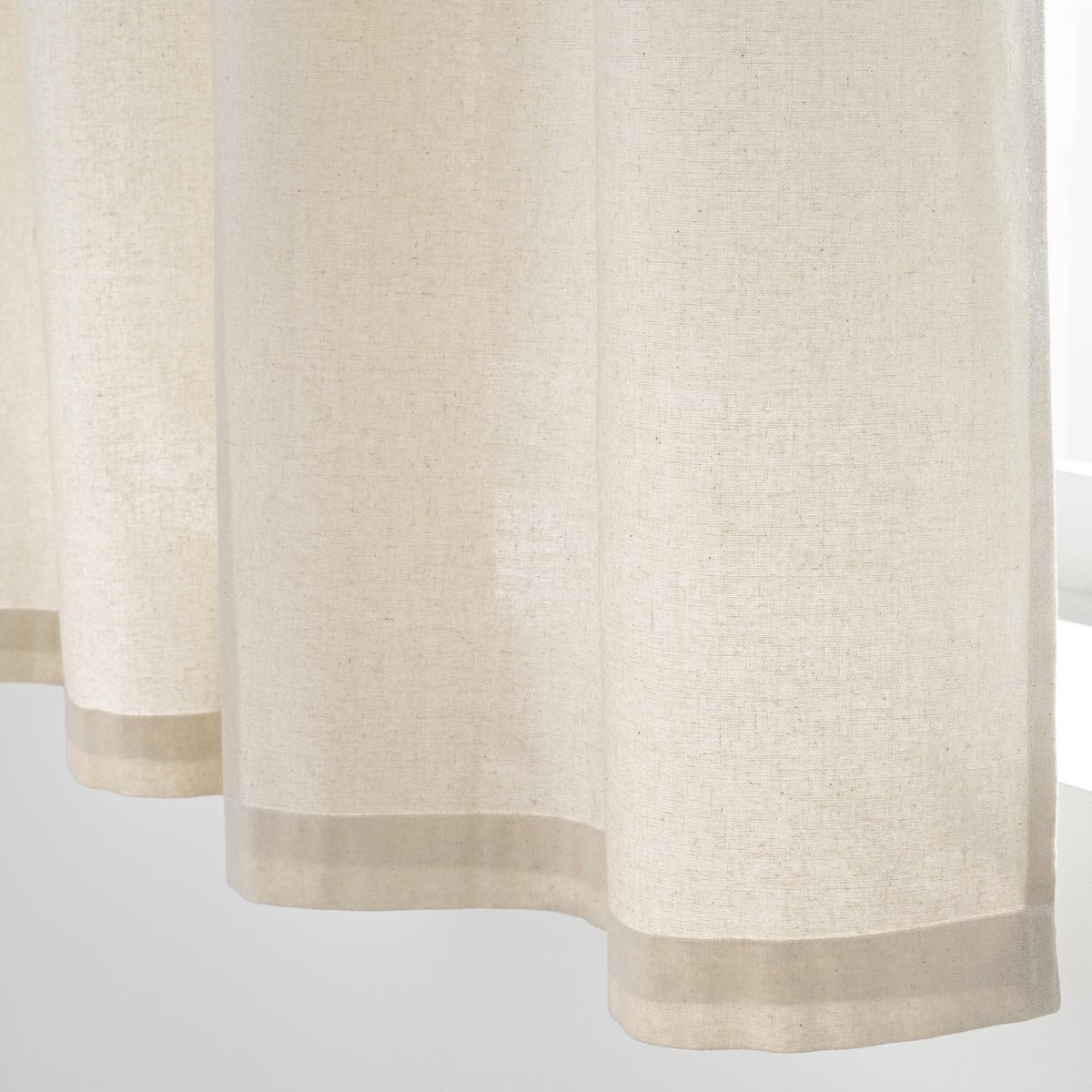 Rideau court à œillets en coton avec top tissé et franges naturel, DOUCEUR D'INTÉRIEUR